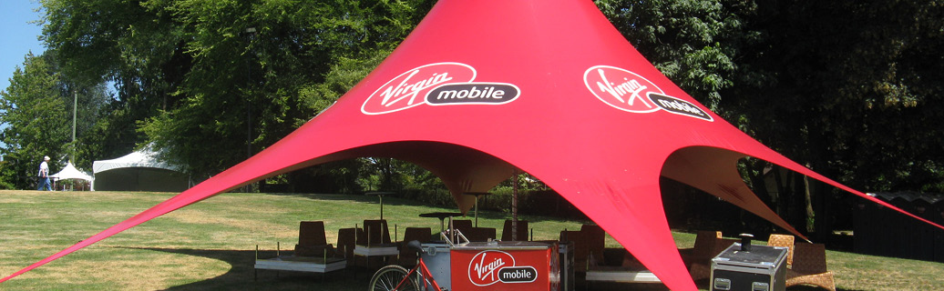 custom logo tent for Virgin Mobile