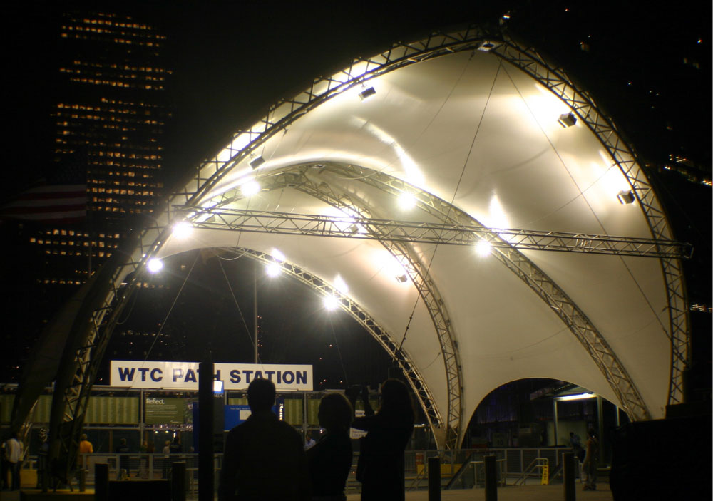 PATH subway terminal, first structure up on WTC 9/11 site NYC custom fabric tent structure