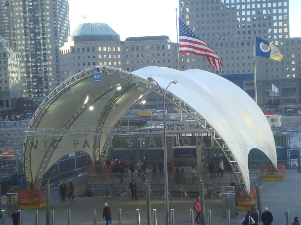 PATH subway terminal, first structure up on WTC 9/11 site NYC custom fabric tent structure