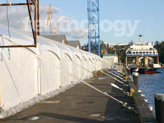 emergency tent by the water