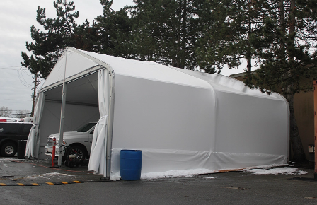 Temporary industrial fabric building