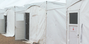 Portable emergency shelter with entrance doors